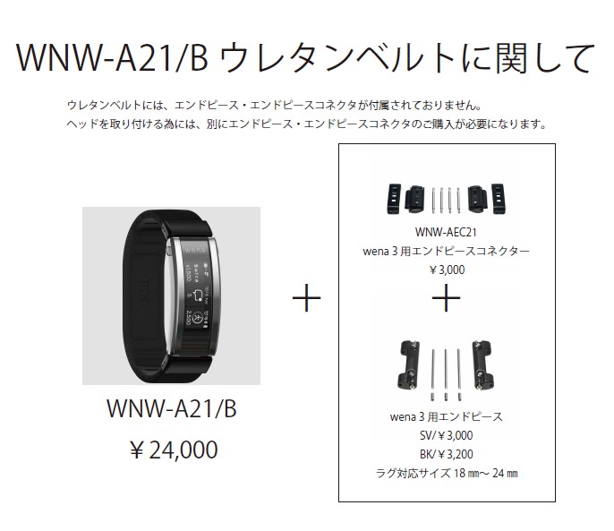 SONY ソニー wena 3 rubber ウェナ3 ウレタンベルト WNW-A21/A 【安心のメーカー1年保証】Suica対応