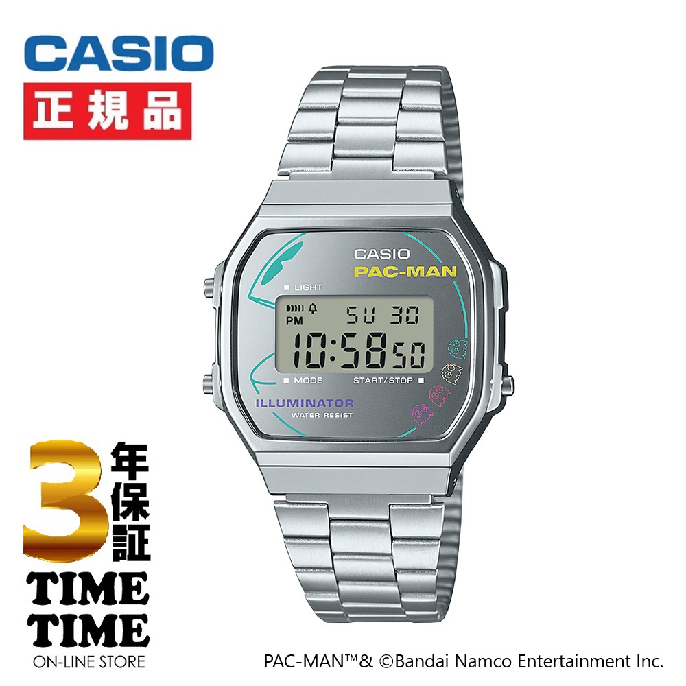 12/13発売！予約受付中！CASIO CLASSIC カシオクラシック 「PAC-MAN」コラボレーションモデル シルバー A168WEPC-7AJR 【安心の3年保証】