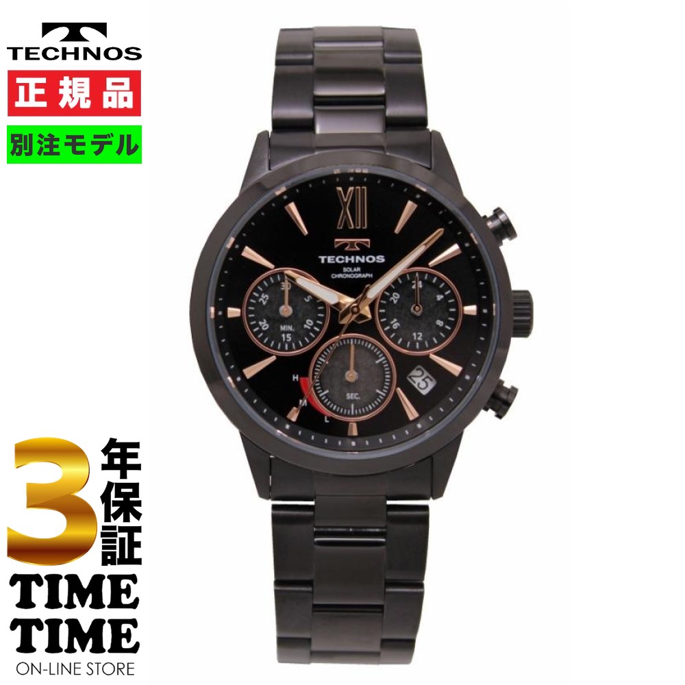 TECHNOS テクノス 腕時計 メンズ ソーラー クロノグラフ ブラック/ブラック タイムタイム 限定モデル TT4B17BB 【安心の3年保証】