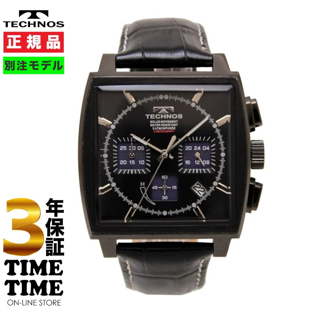 TECHNOS テクノス 腕時計 メンズ ソーラー クロノグラフ ブラック/ブラック タイムタイム 限定モデル TT9B39BB  【安心の3年保証】