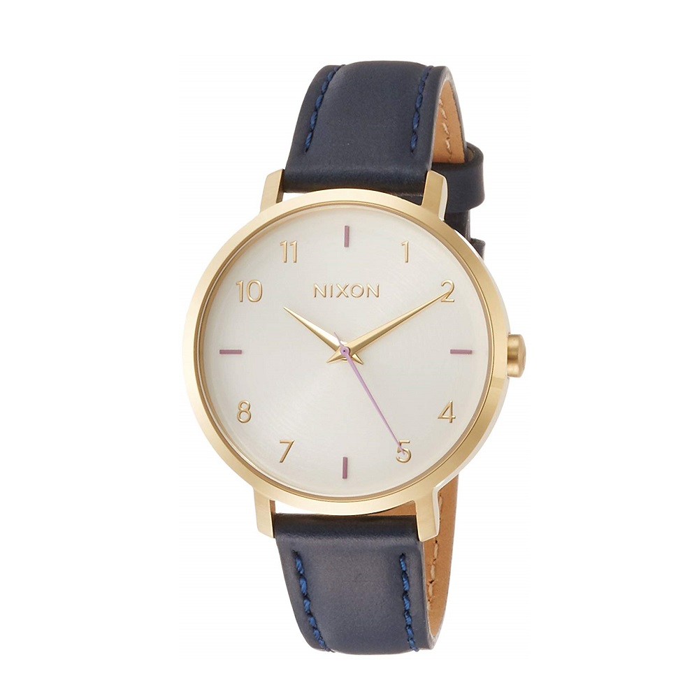 理由あり処分！NIXON ニクソン THE ARROW LEATHER GRAY/NAVY NA1091151-00 【安心の3年保証】在庫処分、箱に擦れあり、電池交換済